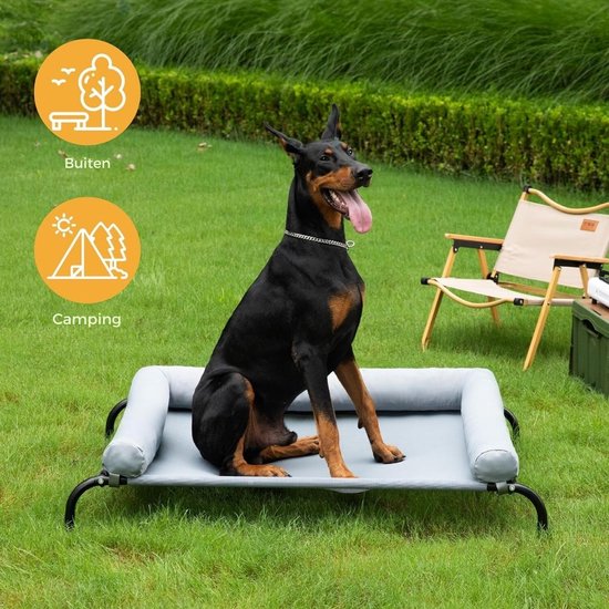 Trendmix Verhoogd Hondenbed Met Luifel - Hondenligstoel Huisdierbed Tent Grijs 105 X 87 X 89 Cm