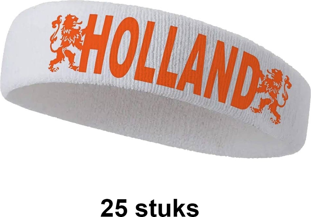 Zweetband - wit - 25 stuks – bedrukt - Europees kampioen - EK WK voetbal - Nederlands elftal