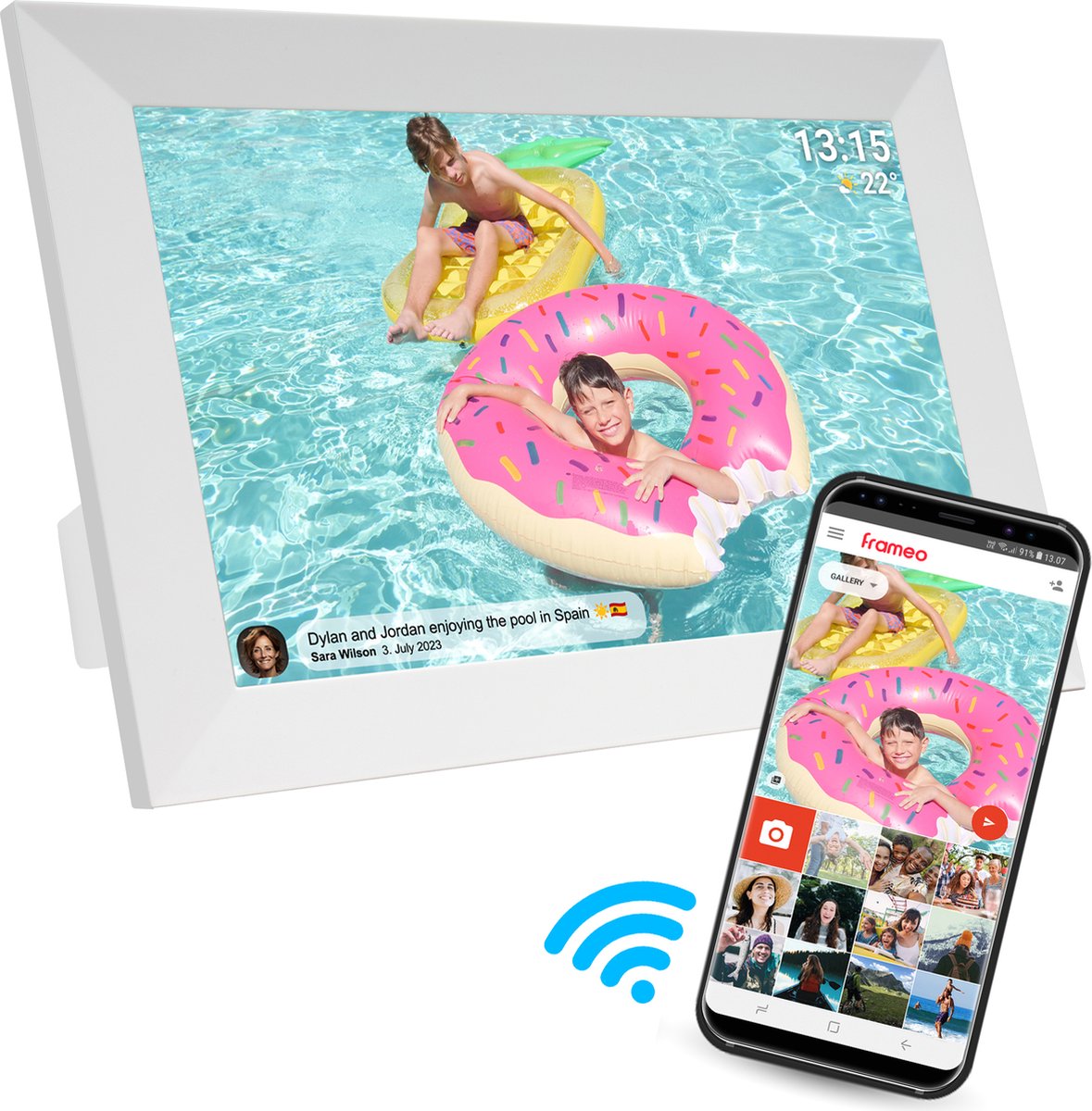 Denver Digitale Fotolijst Met WiFi & GRATIS App - Fotokader 10.1 inch met FRAMEO software - IPS Touchscreen - 16GB geheugen - ANDROID & IOS - PFF1024 - Wit