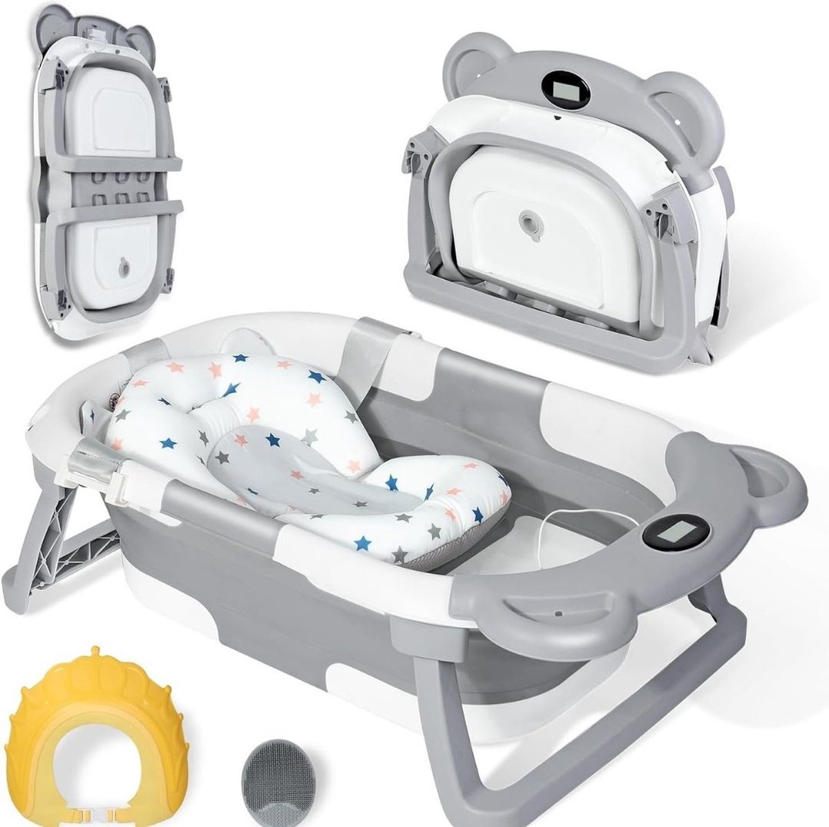 Goedkoopste Baby Badje Met Standaard - Babybadje - Inklapbaar Bad - Bad Baby Met Kussen - Zitbad - Opvouwbaar Bad Kinderen - Baby badje met Afvoergat en Antislippoten - Bath Bucket - Opvouwbaar bad baby - Babybadset