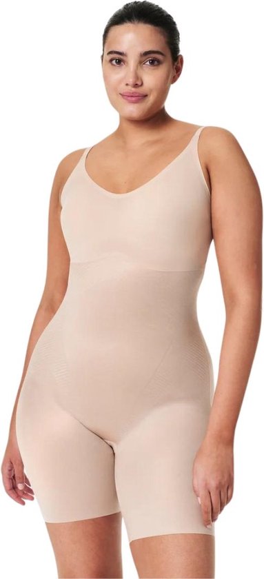 Spanx Thinstincts 2.0 - Body mi-cuisse à poitrine fermée - Couleur Champagne Beige (peau claire) - Taille XL