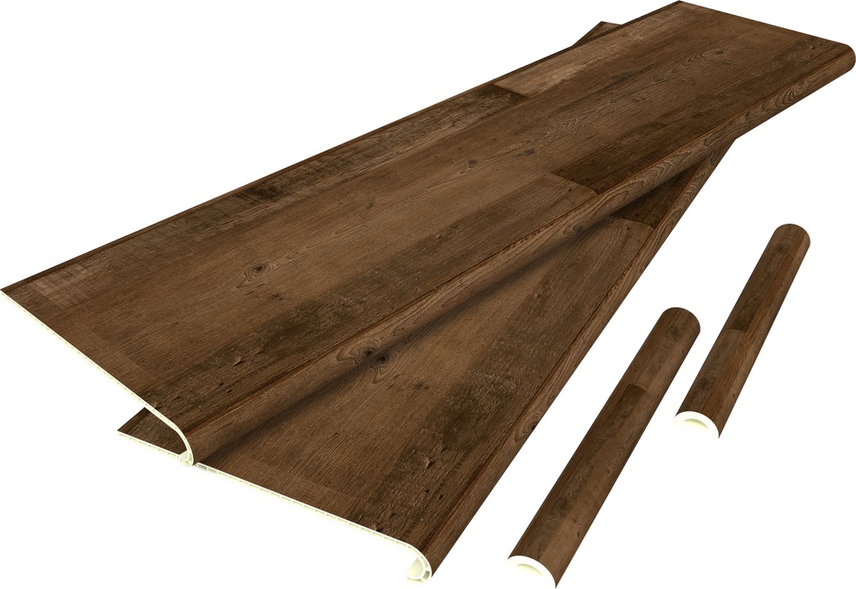 Overzettreden stootborden set van 2 PVC 120x32x4,6 cm houtkleurig donker NEU.HOLZ