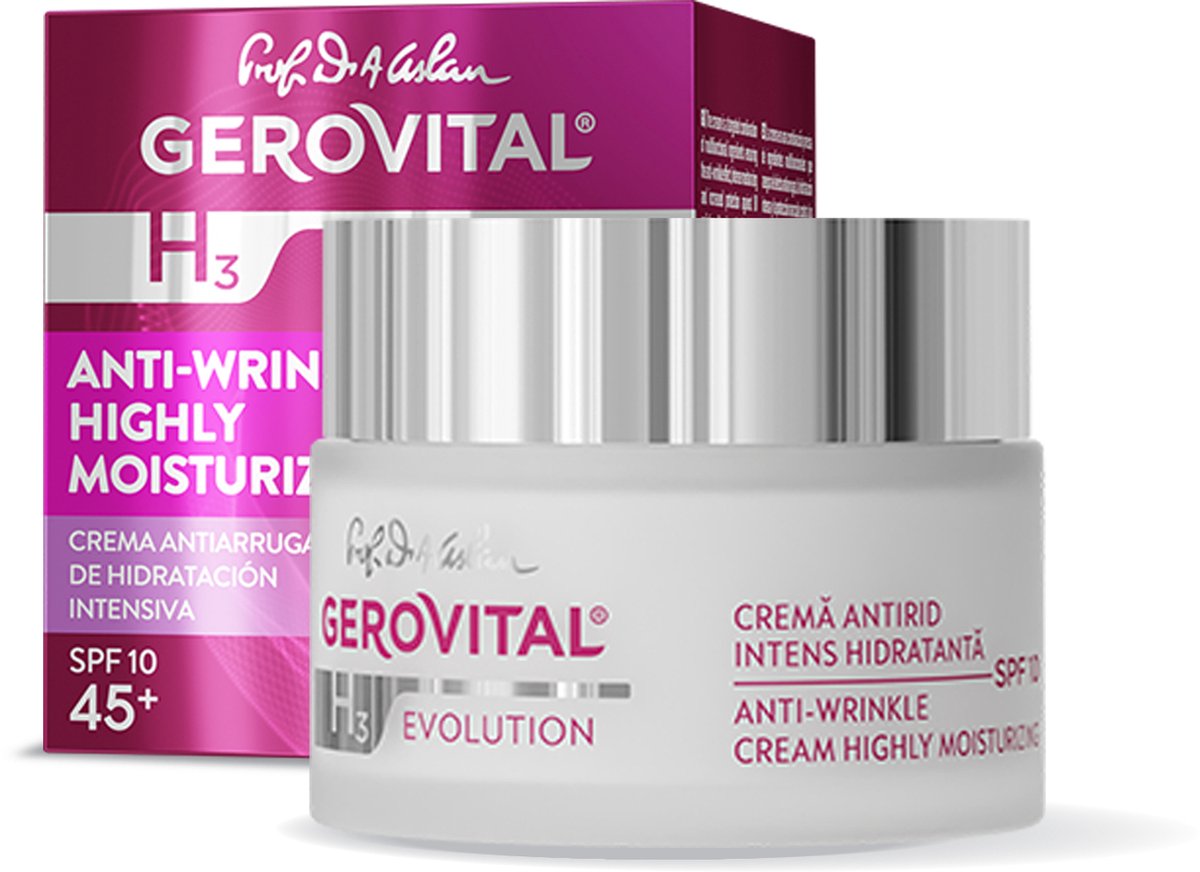 Goedkoopste Intens hydraterende anti-rimpel gezichtscrème met SPF 10, liftend effect dagcreme voor vrouwen - voorkomt pigmentvlekken, voor droge, gedehydrateerde, rijpe huid, Gerovital H3 Evolution - SPF 10 (45 ) - 50ml
