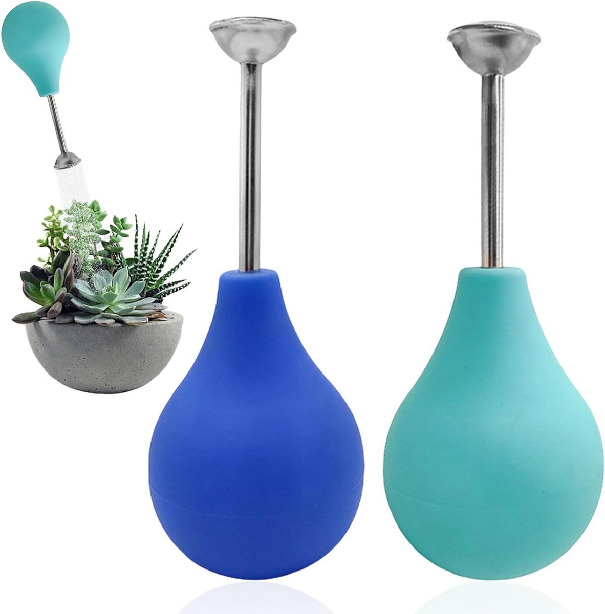 Balsproeier 224 ml - Gietsproeier met roestvrijstalen schenktuit - Siliconen irrigatie sproeibol voor kleine planten - 2 stuks