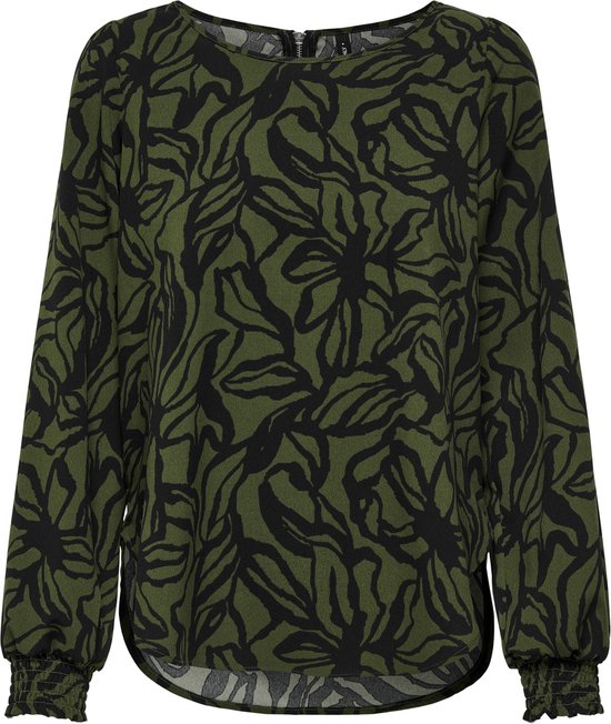 Only Blouse Onlelite Life L/s Top Noos Ptm 15332214 Rifle Green/bloom Draw Dames Maat - W34