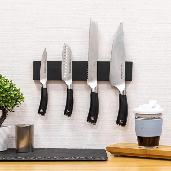 HOSHANHO Magnetische messenstrips, magnetische messenhouder voor muur, acaciahouten mes magnetische strip te gebruiken als messenhouder, messenhouder voor keukengerei organizer, 40 cm