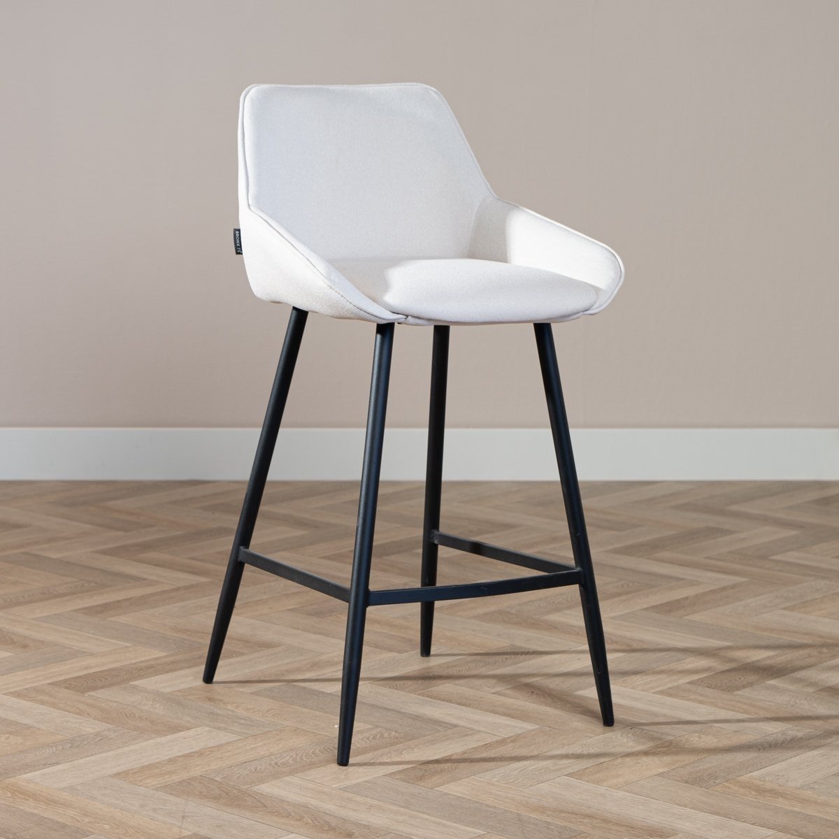 Bronx71® Scandinavische barkruk Lova gerecyclede stof off white 68 cm - barstoel
