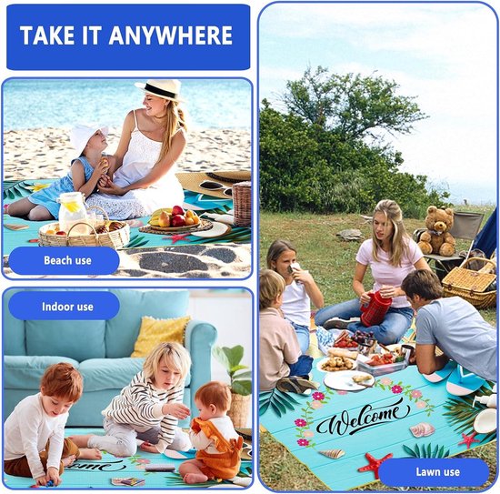 Picknickdeken 150 X 200 Cm – Waterdichte En Zandbestendige Onderkant – Opvouwbaar Met Handgreep – Voor 2-3 Personen – Geschikt Voor Strand, Park, Camping, Yoga
