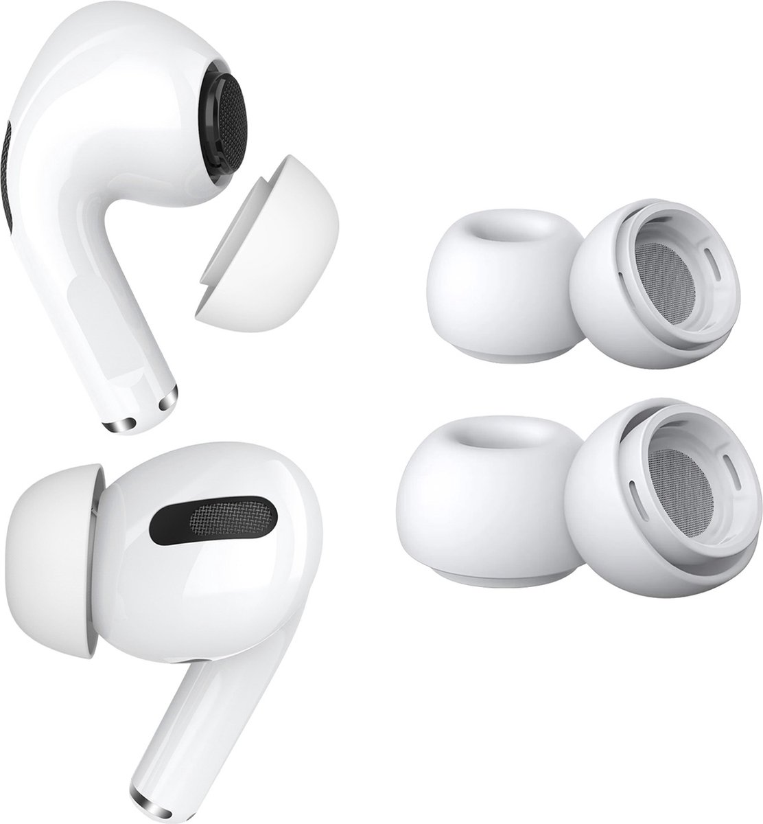 Embouts De Rechange Pour AirPods Pro 1 Et 2 - Lot De 4 Paires (S/M/L/XS) Avec Filet Anti-poussière Et Stylet De Nettoyage