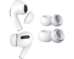 MMOBIEL 2 Paar Vervangende Oordopjes Tips Geschikt voor AirPods Pro Gen 1 & 2 - Antislip Siliconen Oordopjes met Ruisonderdrukkingsgat, Draagbare Opbergdoos en Passen in Oplaadcase – 1x S, 1x M – Wit