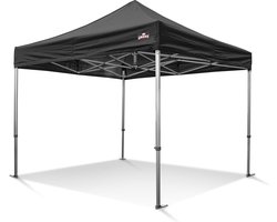 Easy Up | Partytent | 4x4 m | Professionele Vouwtent | GO-UP50 | Aluminium | Zwart | Incl gratis sterke pvc opberghoes en spanbanden set met haringen