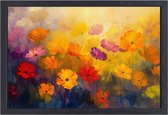 Bloemen wanddecoratie - Natuur schilderijen - Canvas schilderijen Achtergrond - Landelijk schilderij - Schilderijen canvas met baklijst - Muurdecoratie slaapkamer canvas met baklijst 70x50 cm