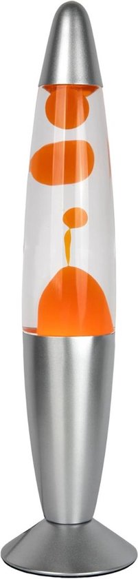 Lavalamp oranje rood, retro lamp, krachtig, actief, sfeervol, 39,5 cm, G9 25 W met snoerschakelaar, inclusief gloeilamp, decoratieve lamp, lavalamp