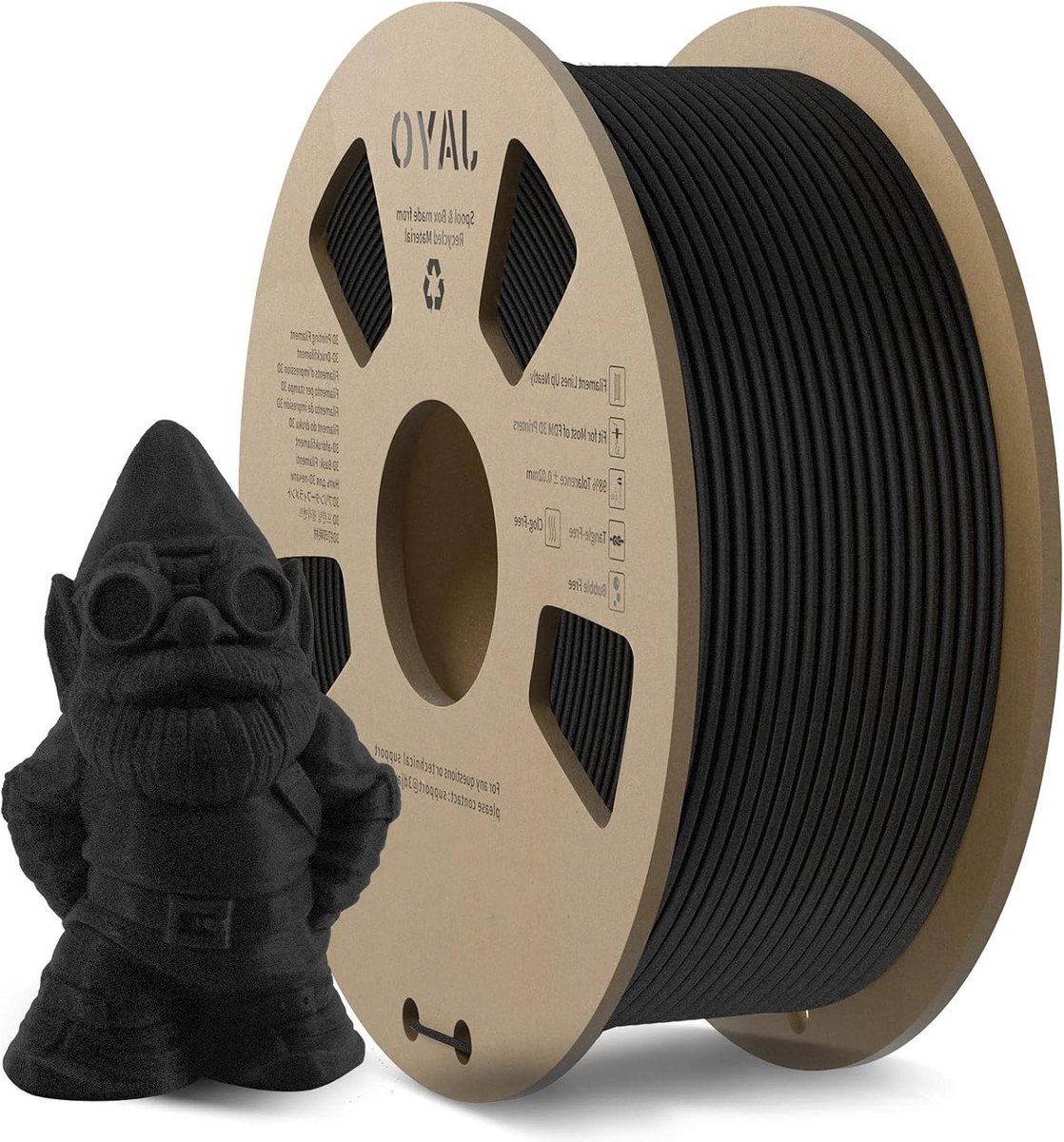 PLA-filament 175 mm 3D-printmaterialen - glansvrije matte textuur - 11kg spoel - 0,02mm - zwart