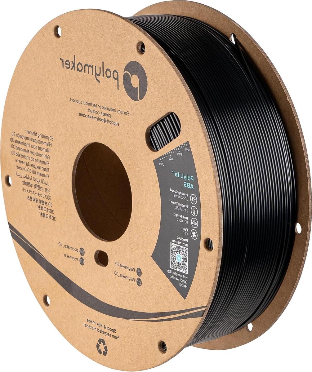 ABS zwart 1 kg 175 mm filament 3D-printing- PolyLite