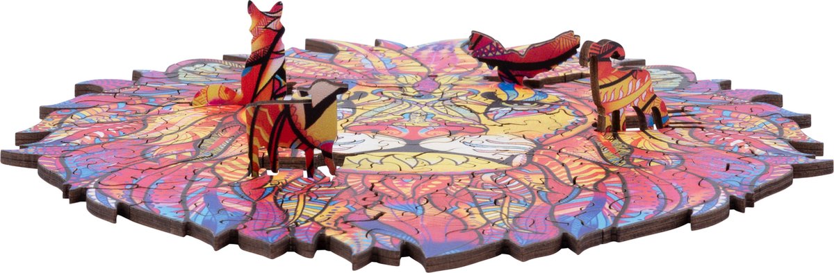 Houten Puzzel Leeuw – 218 Unieke Puzzelstukjes – A3 Formaat Grote Houten Legpuzzel – Dieren Puzzelspel – Uitdagend Denkspel – Inclusief Opbergetui – Engelhart — afbeelding 5