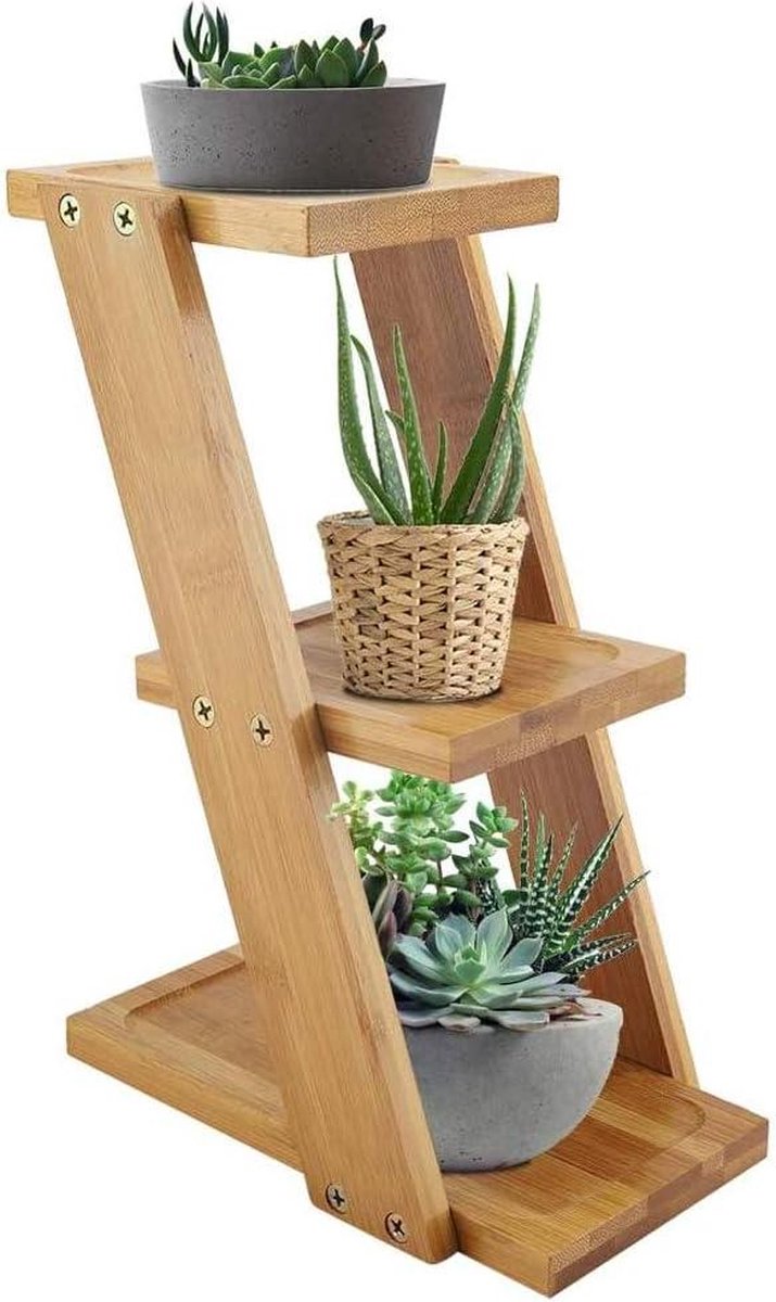 Green Harmony Plantenstandaard-Bamboe Desktop Plantenrek-Html Content-Eco Vriendelijk Potplant Bloemenhouder-Woonkamer Plantenstandaard-Natuurlijk Houten Opbergrek-Plantenstandaard 25 x 18 x 92 cm plantenrek