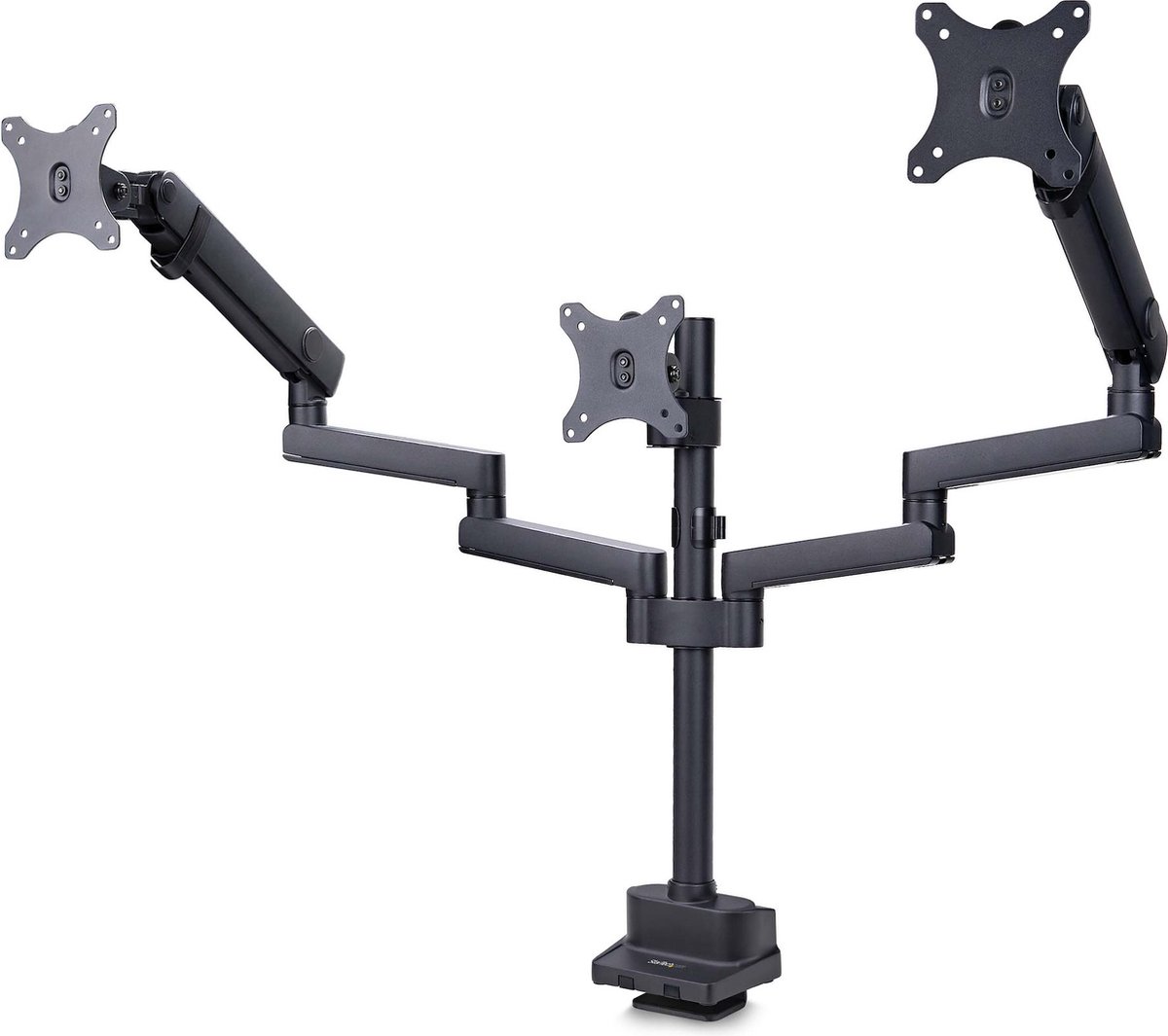 StarTech.com Triple Monitor Arm voor Bureau, Tot Drie 27inch Schermen, VESA 75x75/100x100, Instelling zonder Gereedschap, C-klem/Doorvoertule, Arm met Veermechanisme