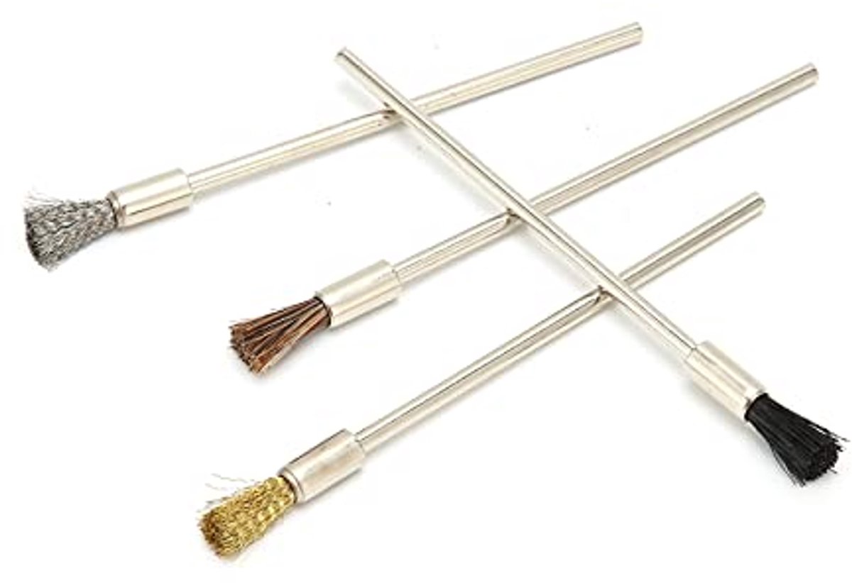 Mini-borstelset, Roestvrijstalen Draadborstel Brede Toepassing Vuil Verwijderen Smalle Gebieden Mini-draadborstel, voor Boormachines Sieraden Miniatuur Elektronische Instrumenten Reiniging