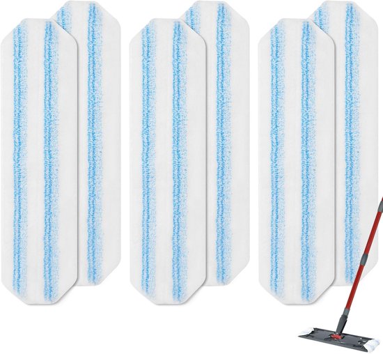 Lot de 6 tampons de rechange en microfibre pour balai à franges O-Cedar H2Pro - Tête de rechange pour balai à franges O-Cedar/ Vileda H2Pro - Tampons lavables en machine et réutilisables - Pour un nettoyage en profondeur