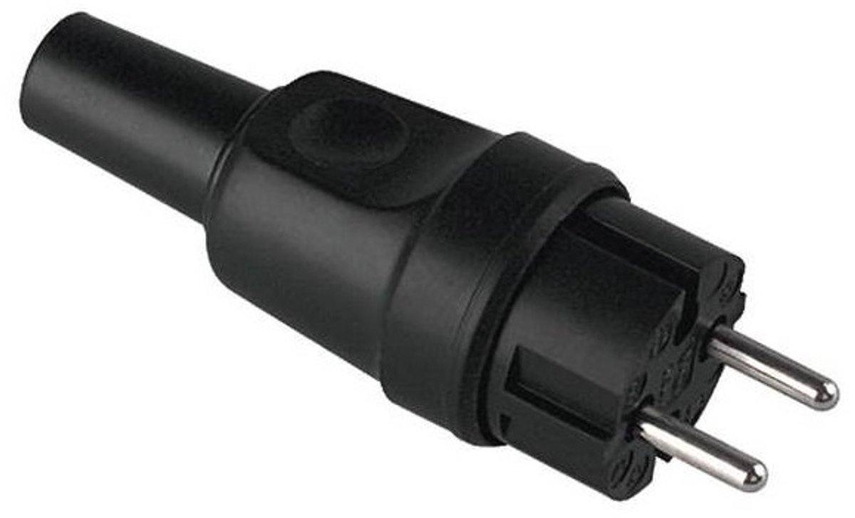 Bachmann CEE 7/17 niet-geaarde rubberen IP44 stroomstekker / zwart