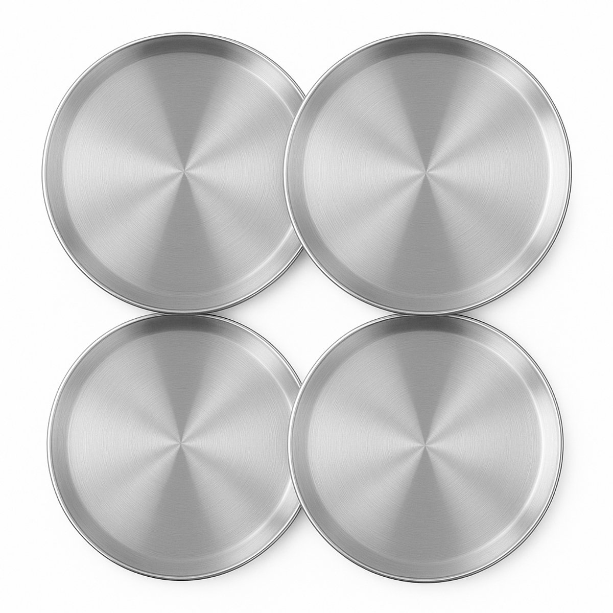 My Green Deal – Luxe RVS Borden Set (4-delig) – Roestvrijstalen Eetborden 20,8 cm – Duurzaam & Hygiënisch Servies voor Stijlvol Tafelen