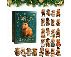 Capybara Adventskalender 2025 - 24-daagse kerstadventskalender - Inclusief 24 capybara-ornamenten - Kerstdecoratie Capybara-ornamenten voor dierenliefhebbers