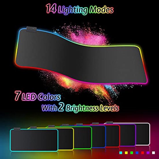 Grote RGB Gaming Muismat XXL met 14 Verlichtingsmodi - Waterdicht en Antislip — afbeelding 3