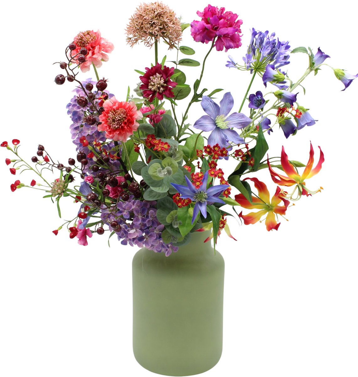 Bloemenjunkie - Kunstbloemen - Zijden Bloemen Boeket - Herfst - bessen - hortensia- Nepbloemen
