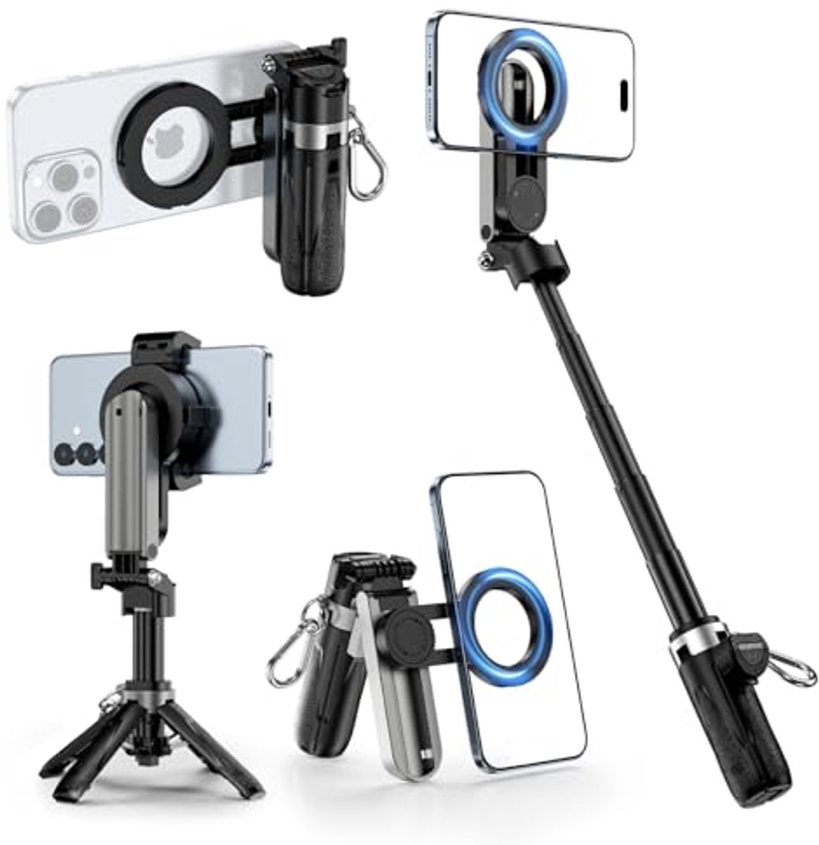 Mini Selfie Stick Statief - 4-in-1 Telefoonstatief met 360° Rotatie en Oplaadbare Bluetooth Afstandsbediening