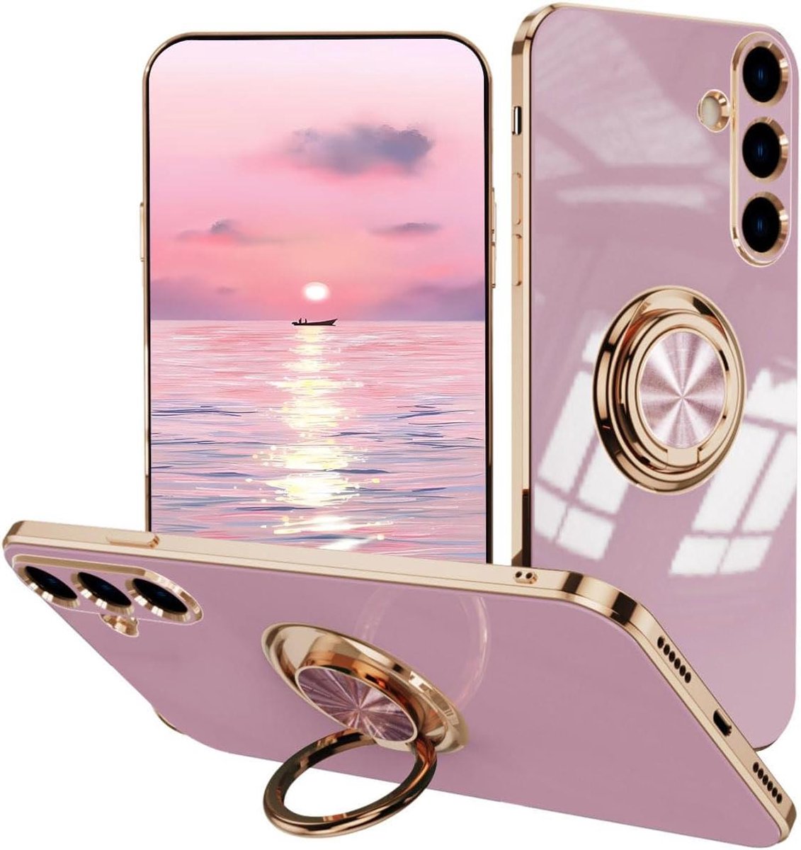 Allecto plus - Schokbestendige hoes voor Galaxy A16 met ring kickstand, paars