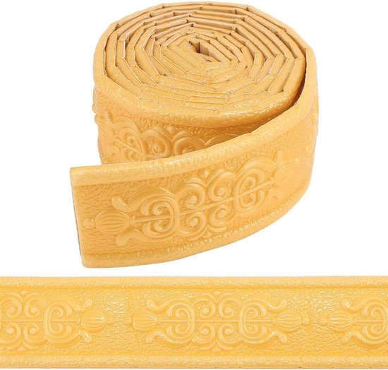 Allecto plus - Gouden Kroon Muur Trim Zelfklevende Muurlijnen XPE Foam 3D Behang Grens voor Thuis Hotel Decoratie