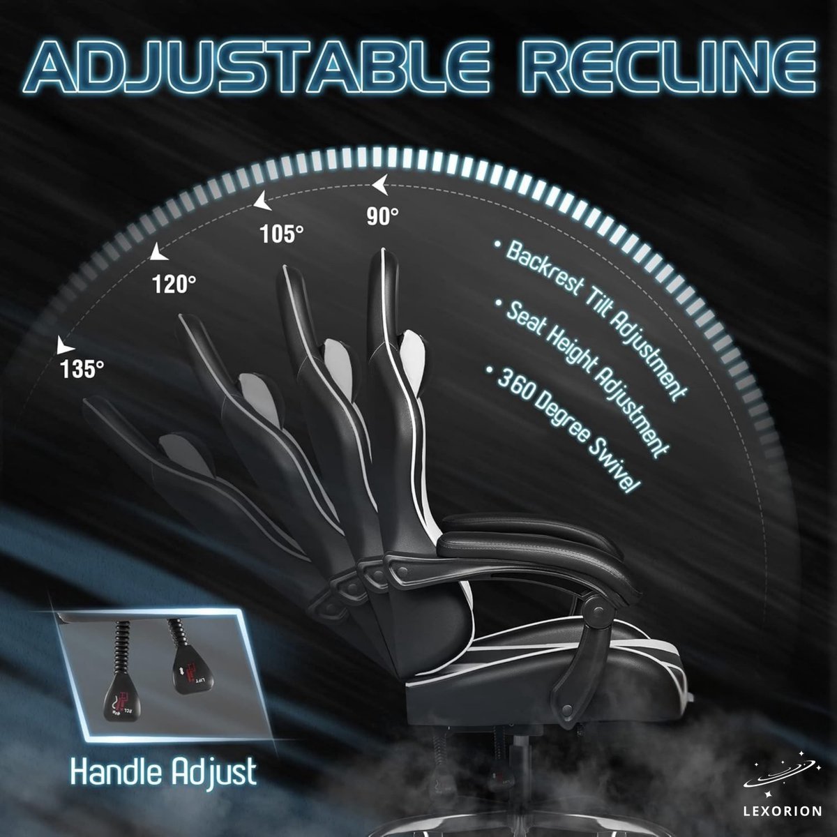 Lexorion Ergonomische Gaming Stoel met Gratis RGB Gamingmuis - afbeelding 2