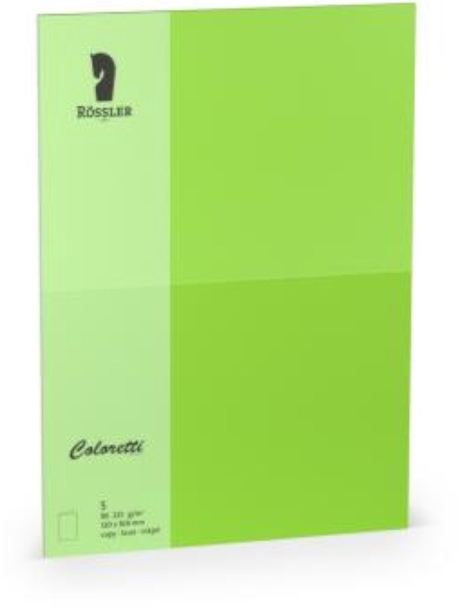 Kaarten - Coloretti - Fel Groen - Hellgrun - 5 stuks - B6 - 120x169mm - Vouwrand - HD - 225gram - Kaart - Vouw - 110772522