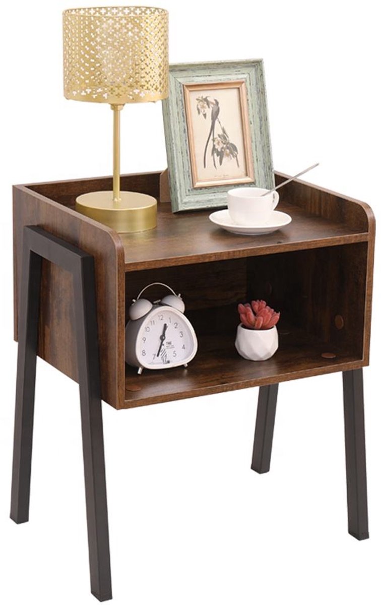 Luxaliving Nachtkastje Industrieel – Vintage Bruin – Hout & Metaal – 42 x 35 x 52 cm (B x D x H) – Modern Nachtkastje – Nachtkastjes Slaapkamer