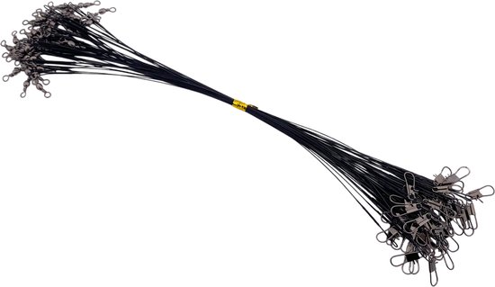 S&D | Stalen onderlijn vissen - 50 stuks - Zwart - 14kg 25cm - Hengelsport - Voor roofvissen met kunstaas