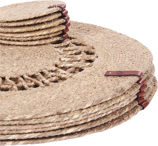 BELIANI PEPPERBERRY - Set de 12 sets de table et dessous de verre - Naturel - Jute