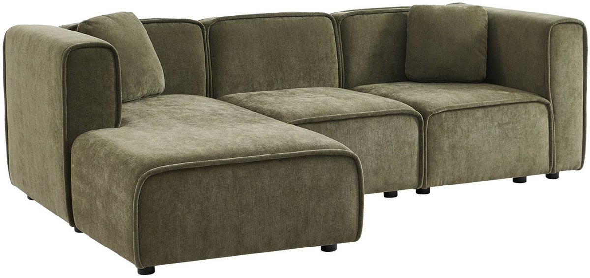 sweeek - Linkse hoekbank 3 zitplaatsen stof 2 vierkante kussens l 230 x b 145 x h 70 cm - lester