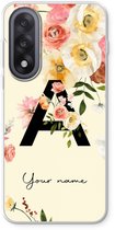 Gepersonaliseerd - Case Company® - Hoesje geschikt voor OnePlus Nord 5 hoesje - Flirty Flowers Monogram - Soft Cover Telefoonhoesje - Bescherming aan alle Kanten en Schermrand
