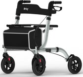 Brixy Rollator - Lichtgewicht En Opvouwbaar - Zitfunctie - Rugleuning, Tas En Wandelstokhouder - Grijs