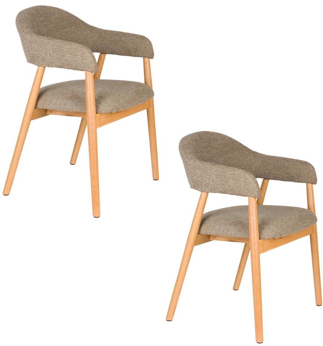 Eetkamerstoel Indy naturel - Set 2 - zitting stof bruin- poten eikenhout