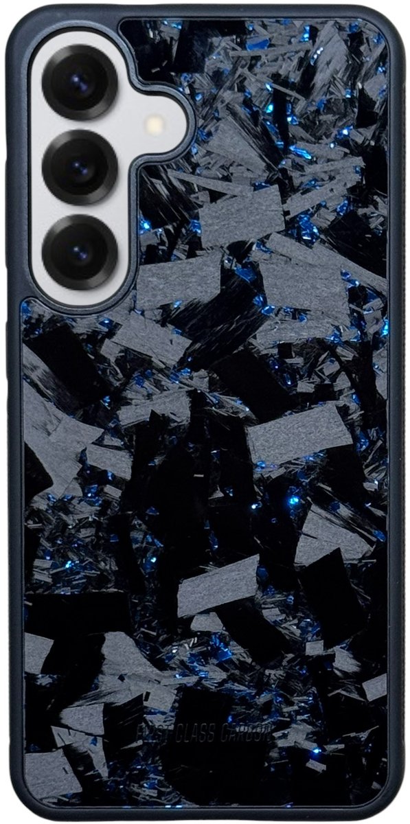 FirstClassCarbon – Samsung Galaxy S25 – Carbon Fiber Hoesje – Forged Carbon – MagSafe Compatibel – Dun & Shockproof Telefoonhoesje – Blauw