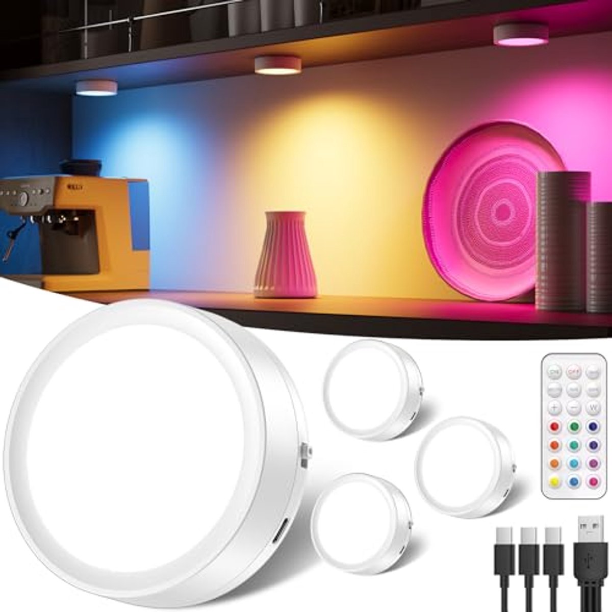 Draadloze RGB Kastverlichting met Afstandsbediening | Timer & Dimbaar | Magnetische Onderb