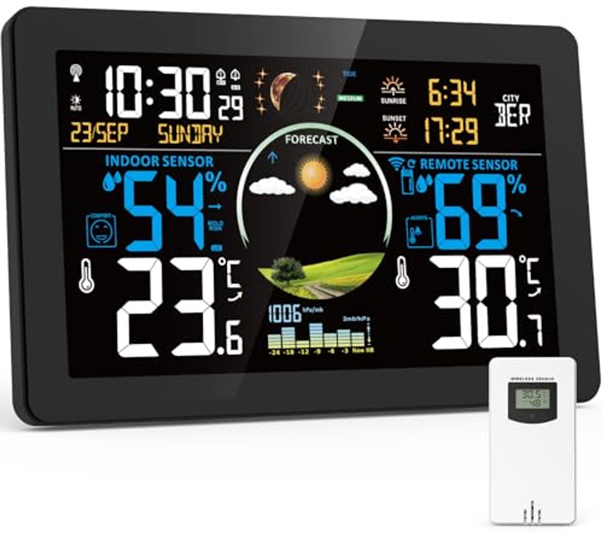 Weerstation met Buitensensor en Draadloos DCF LCD-display