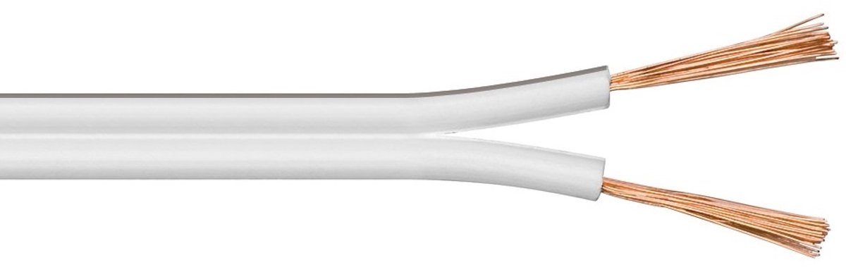 Luidspreker kabel (CU koper) - 2x 0,75mm² / wit - 25 meter