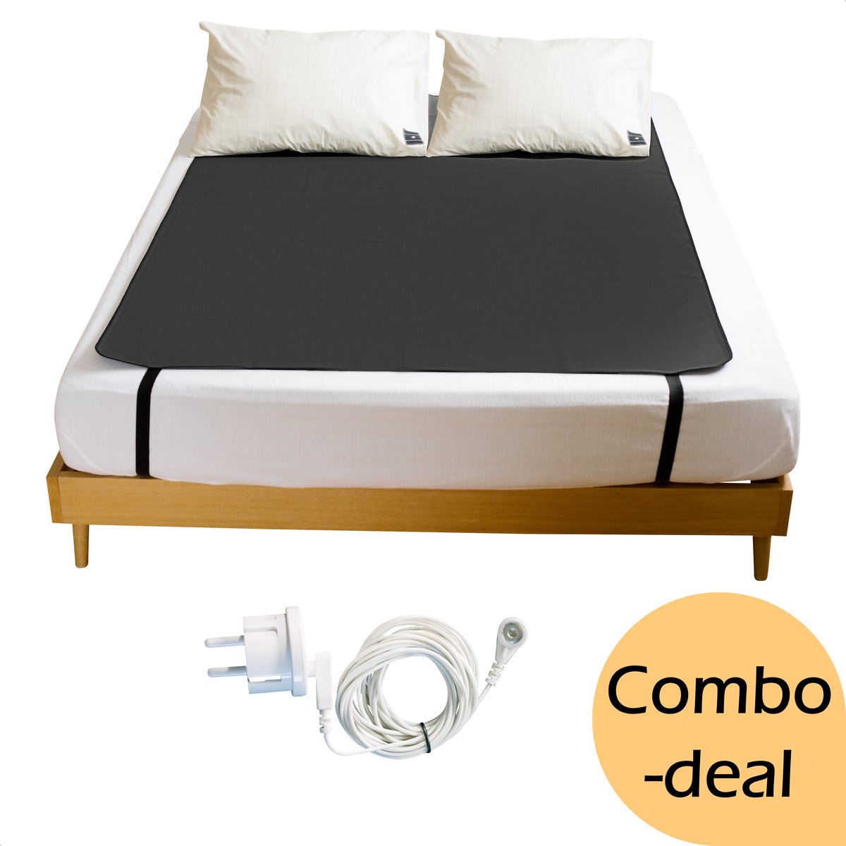 Earthle Earthing Tweepersoons Aardingsset - 1x Slaapmat + 2x Kussensloop - Aardingsmat - Aarden - Earthing Mat - Aarding - Grounding Mat - Combo Deal