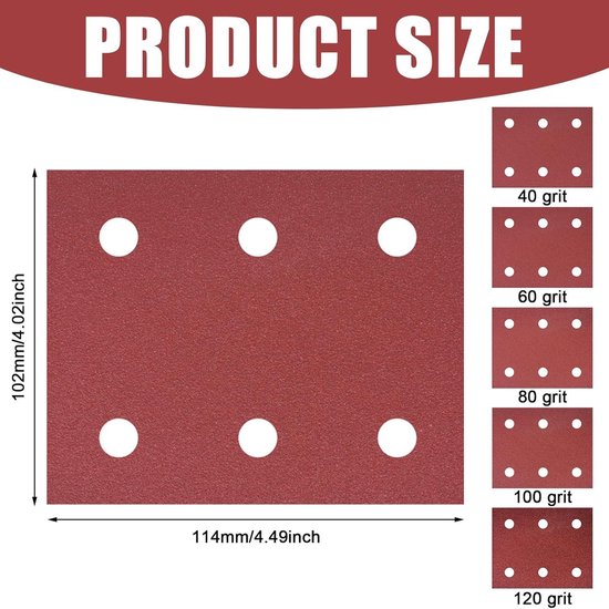 Allecto plus - Schuurpapierset 50 stuks 102 x 114 mm Korrelgrootte 40