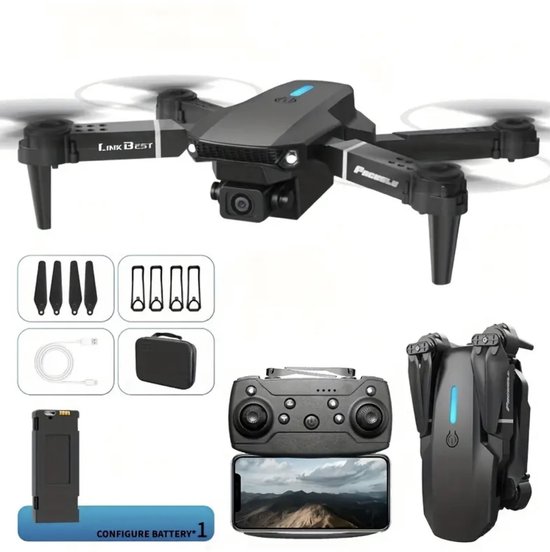 E88 Drone - Drone met camera en opbergtas - Drone met Camera voor Buiten/Binnen - Mini Drone - Drone voor Kinderen/Volwassenen - Inclusief 3 accu's