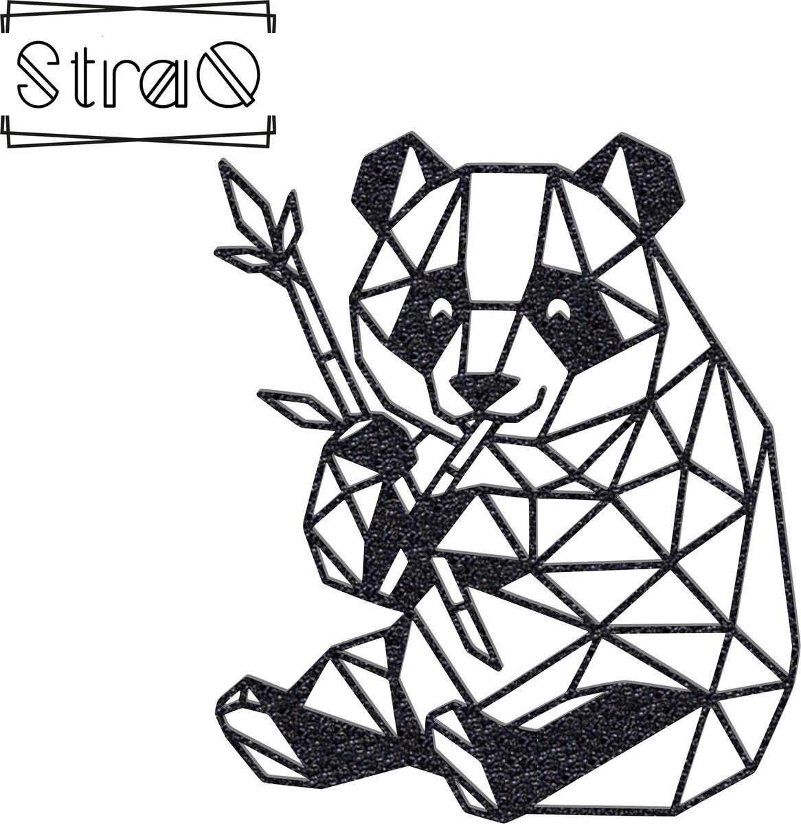 StraQ Zwarte Geometrische Panda 24 cm - Dier - Muurdecoratie - Wandversiering - Wanddecoratie - Links