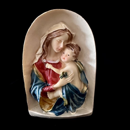 Beeld Maria met kind 13cm old look Beeld is handgeschilderd polystone | bol